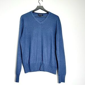 BANANA REPUBLIC Men's Silk Cashmere Blend V-Neck Blue Sweater Size Large